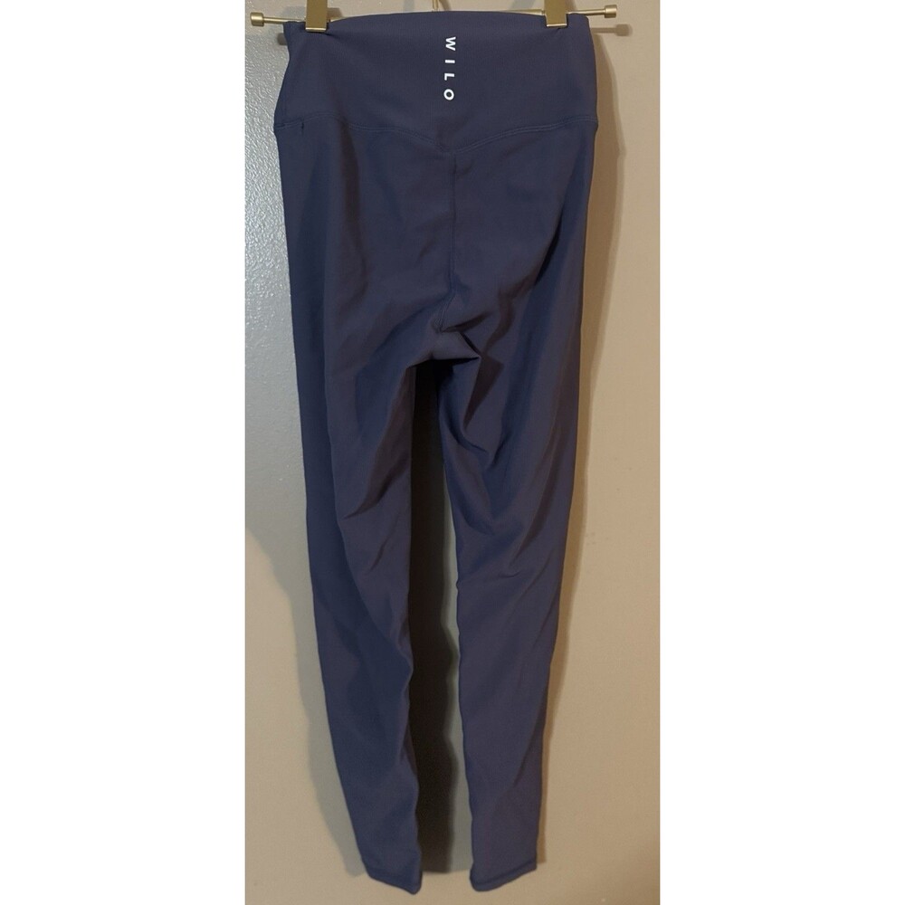 WILO Women's Navy Gray Solid Legging XS Nylon Spandex Logo Accent Yoga